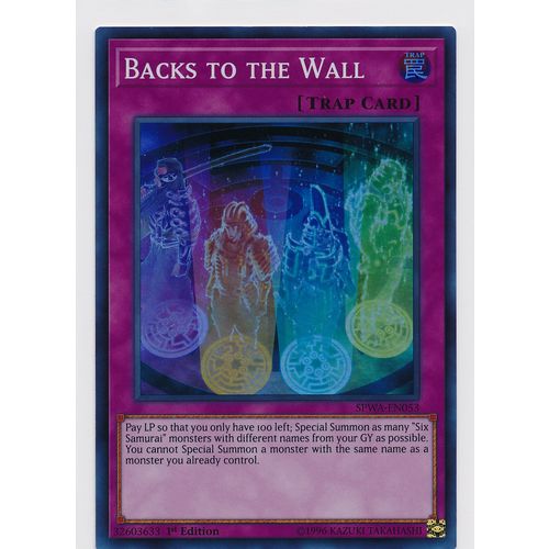 YuGiOh Spirit Warriors SPWA-EN053 Backs to the Wall 1st Edition