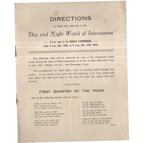 DAY & NIGHT WATCH OF INTERSESSION, at St. Paul's Cathedral 16th December, 1914 /