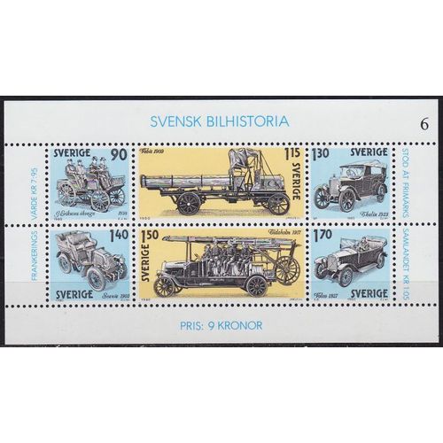 SCHWEDEN SVERIGE [1980] MiNr 1118-23 Block 8 ( **/mnh ) Auto