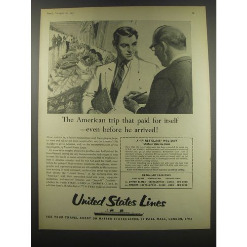 1957 United States Lines Ad - The American trip that paid for itself