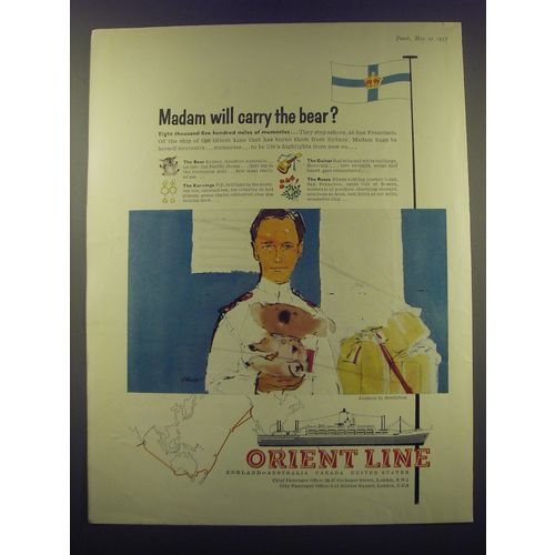 1957 Orient Line Ad - Madam will carry the bear?