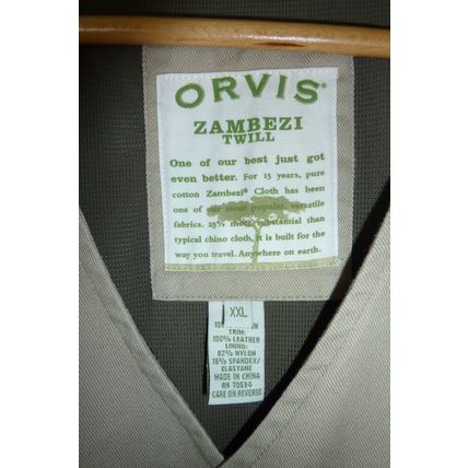 Orvis Vest Zambezi Twill XXL Tan