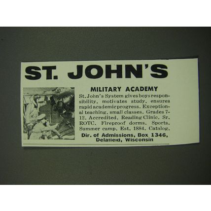 1956 St. John's Military Academy Advertisement