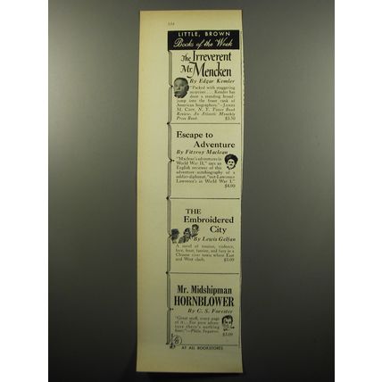 1950 Little, Brown Books Ad - The Irreverent Mr. Mencken by Edgar Kemler