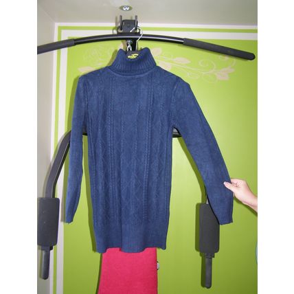 Womens polo neck turtle roll high neck jumper tops size XL dark blue knit. 171