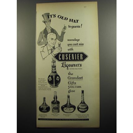 1951 Cusenier Liqueurs Ad - It's old hat to guess!