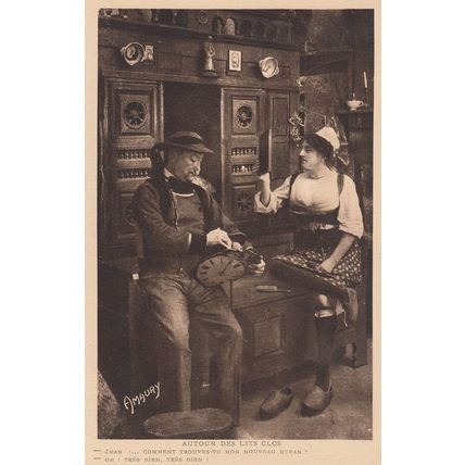 French Timepiece Repairer Mending Antique Clock For French Maid Old Comic Postca