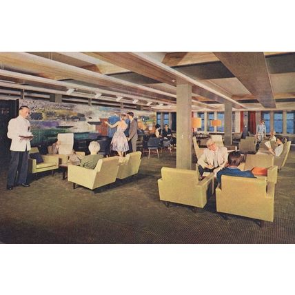 Stern Gallery Tourist Class Bar Window SS Oriana Ship Interior Postcard