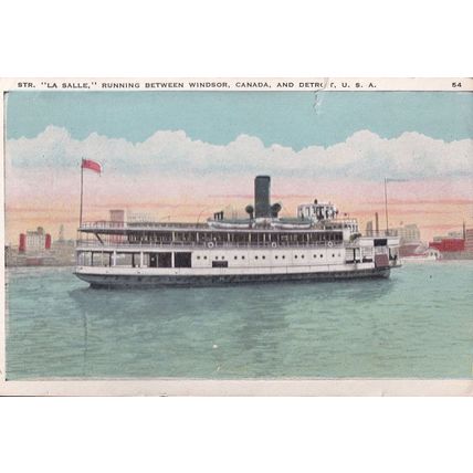 Steamer La Salle Ship At Windsor Canada Old Postcard
