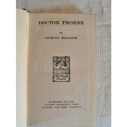 1943, Antique, Rare, Doctor Thorne by Anthony Trollope, Hardback, Book