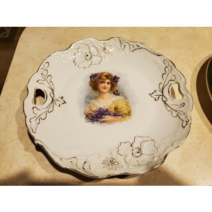 3 - Vintage Plates Woman With Flowers, Last Supper, Flower Design
