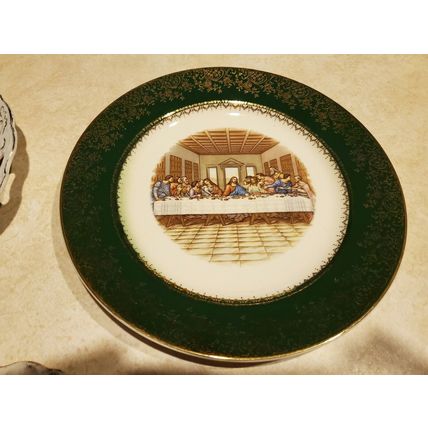 3 - Vintage Plates Woman With Flowers, Last Supper, Flower Design