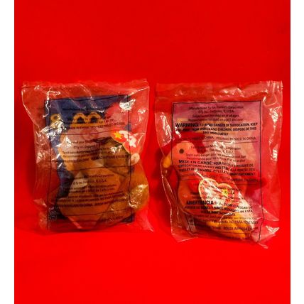 VINTAGE MCDONALD'S HAPPY MEAL TOYS TY BEANIE STRUT THE ROOSTER NUTS THE SQUIRREL