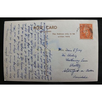 Genealogy Postcard - Miss D C GRAY, Shottery, Warwickshire, 1948