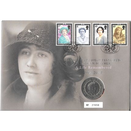 2002 Her Majesty Queen Elizabeth The Queen Mother - A Life Remembered £5 Coin