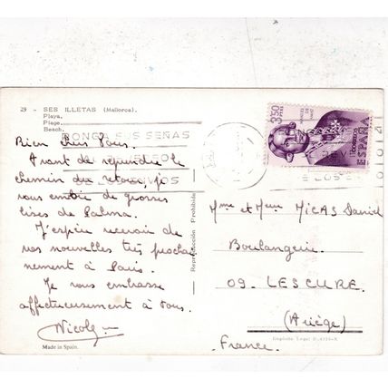 Mallorca Ses Illetas Playa Spain Postcard posted creased