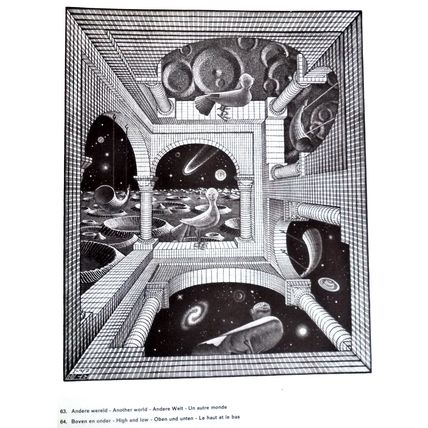 ESCHER print ANOTHER WORLD Vintage 60S Orig Graphic Poster optic wall art Gift
