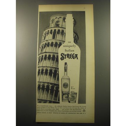 1959 Strega Liqueur Ad - So uniquely Italian Strega