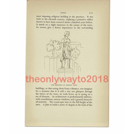 War Memorial by Maillon, Elne, Catalan France, Book Illustration (Print), 1939