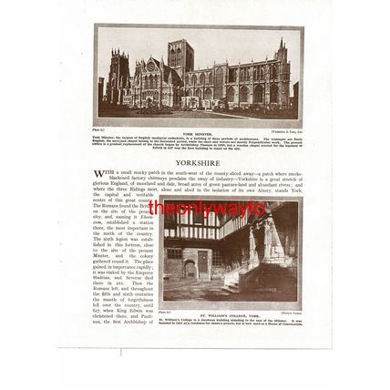 York Minster View & Choir, St William's College, Book Illustration, c1920