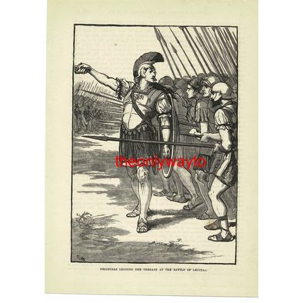 Pelopidas Leads Thebans, Battle Of Leuctra, Book Illustration (Print), 1888