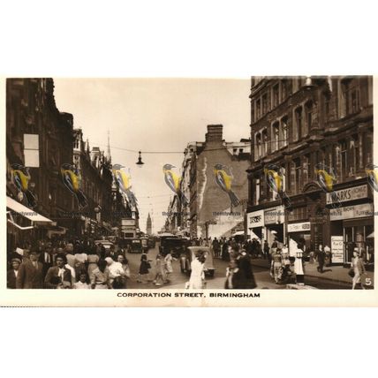 Corporation Street, Birmingham, RP 'Photocraft' L W Lewis Postcard, 1950s