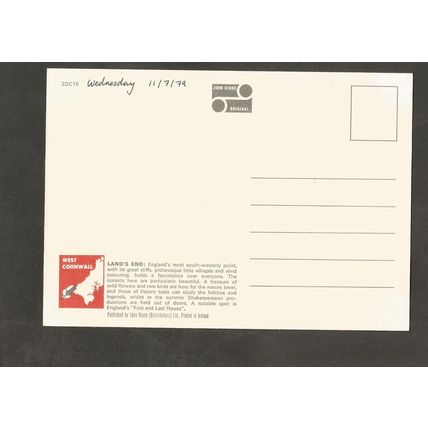 Postcard Cornwall Lands End John Hinde 2DC16