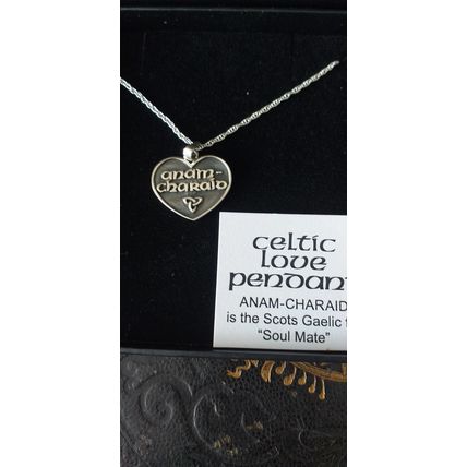 Vintage Celtic Love Silver Pendant on Chain - ANAM CHARAID in Original Box