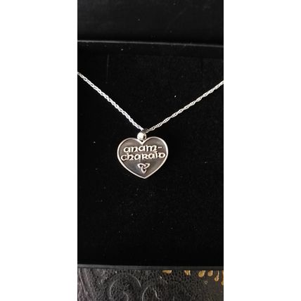 Vintage Celtic Love Silver Pendant on Chain - ANAM CHARAID in Original Box