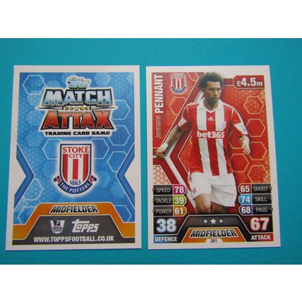 261. Jermaine Pennant - Stoke City - Match Attax 2013/14 Football Card EF1