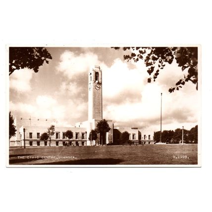 The Civic Centre, Swansea - Postally Unused - Valentine & Sons Ltd Postcard.