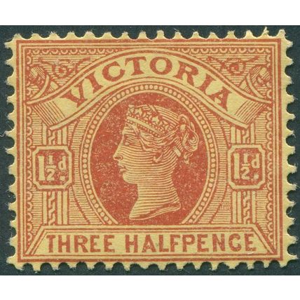 Victoria 1899 1½d brown-red on yellow Perf 12½ SG355 unused
