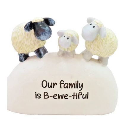 Sheep Ornament Our Family is B-ewe-tiful 7 CM Gift Home Decor Sentimental Ovine