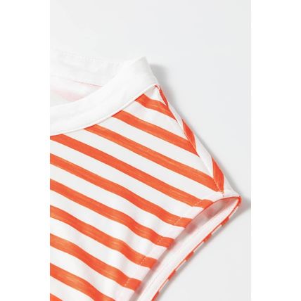 Orange Stripe Oversized Buttoned Front Sleeveless Wide Leg Jumpsuit