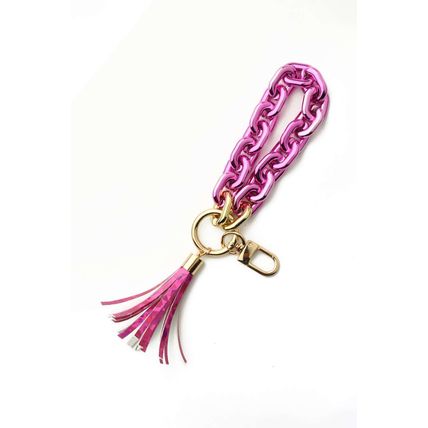 Festival Fuchsia Chain Design Tassel Key Ring