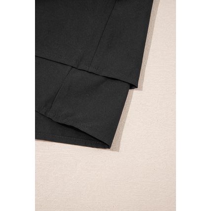 Black Crossed Waist Tiered Flowy Shorts