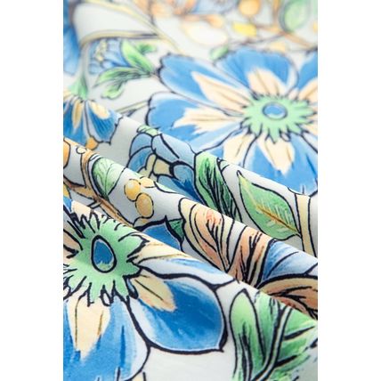 Spinach Green Botanical Floral Print Pleated Ruffle Detail Short Dress