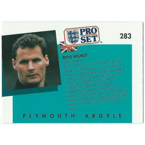 1990/1991 Pro Set Footbal - #283 - Rhys Wilmot