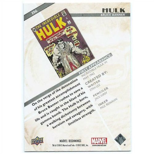 2012 Marvel Beginnings 2 - #186 - Hulk