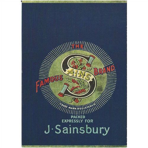 The 'Sainsbury's' logo, from a 1930s canne fruit label.