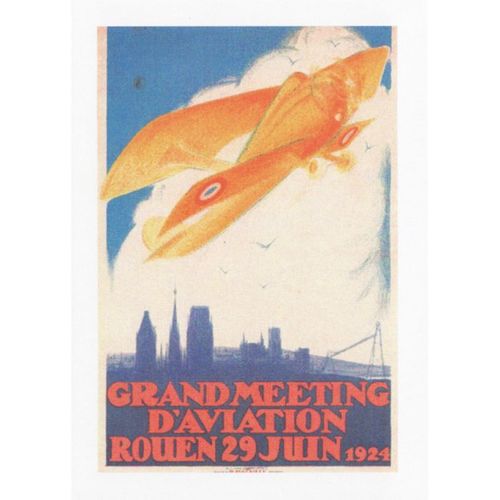 Poster Art Postcard Grand Meeting d'Aviation Rouen 1924 France Aircraft Aviation