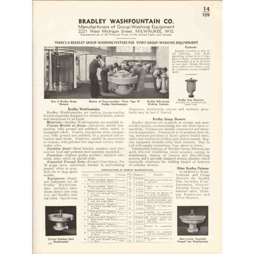 bradley washfountain company 1936 group-washing equip vintage catalog