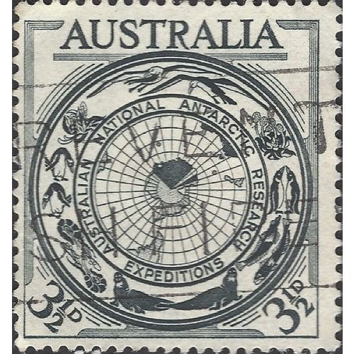 AUSTRALIA, ANTARCTIC Research Expeditions, black 1954, 3½d, #8