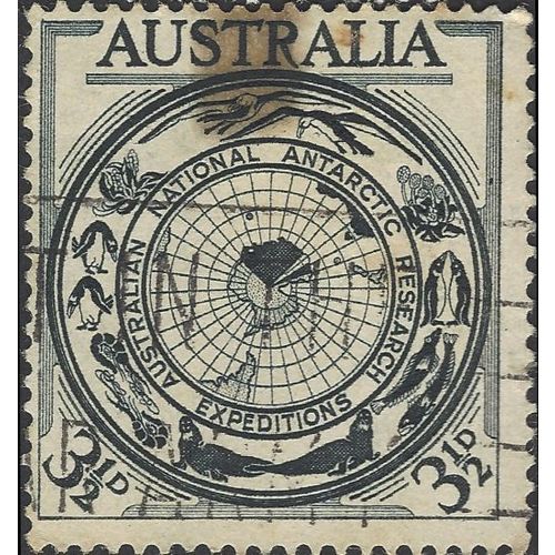 AUSTRALIA, ANTARCTIC Research Expeditions, black 1954, 3½d, #9