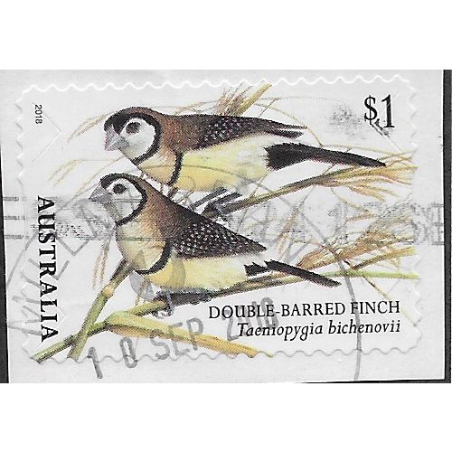 AUS 2018 $1.00 (S/A) 'BIRDS -FINCHES -DOUBLE' ON PAPER FINE USED (EBID26-003)