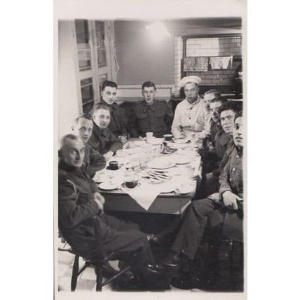 Military Army Officer Duties Drill Canteen WW2 Kitchen Food Real Photo Postcard