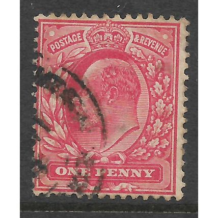 GREAT BRITAIN 1902 EDWARD V11 1d SCARLET SG 219 FINE USED#3