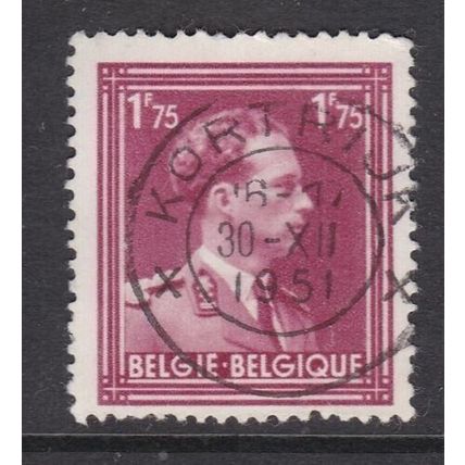 Kortrijk cancel Belgium 1951 1f 75c King Leopold III SG 752 VGC
