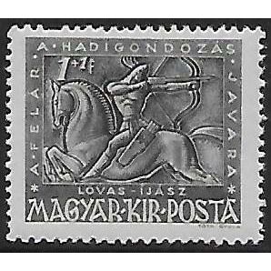 Mi 722: 1 f. + 1 f.black-grey War Care: Archer on Horseback, wmk. X