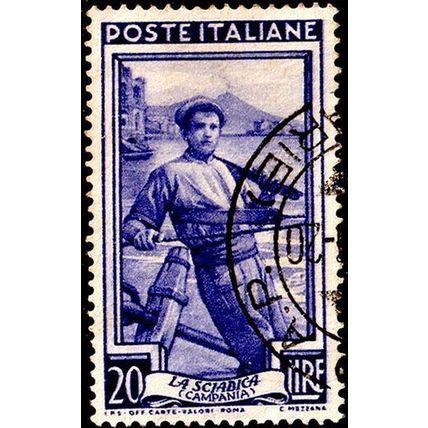 Italy 1950 Working Life 20L Used Stamp Fisherman .